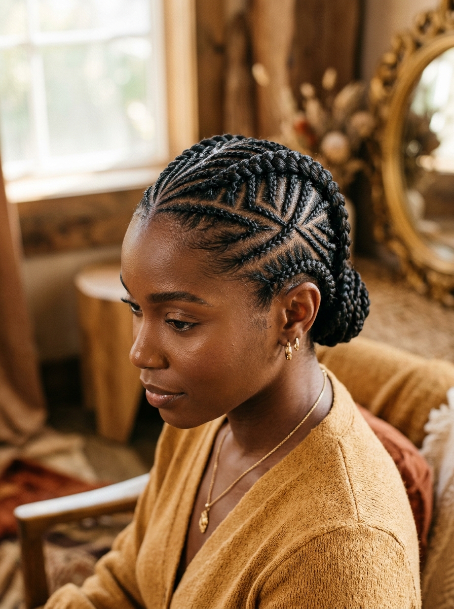 Cornrows styled on a client
